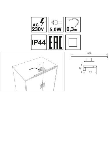 ALA 60 IP44 CROMATA | Lampada per bagno |