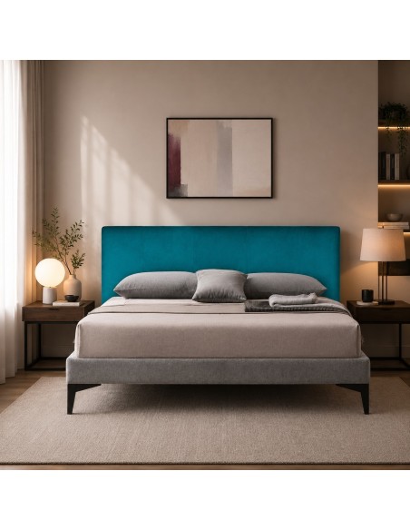 TESTIERA VELLUTO | Colore: Petrolio | Cucitura: Righe | Dimensione: 180x80 cm