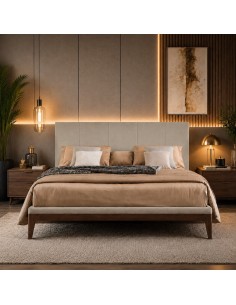 HEADBOARD | Faux leather Backrest | Color: Grey | Striped Stitching | Dimension: 160X60