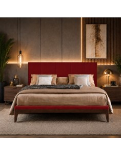 TESTIERA | Spalliera in Ecopelle | Colore Rosso | Cuciture Righe | Dimensioni 160X60