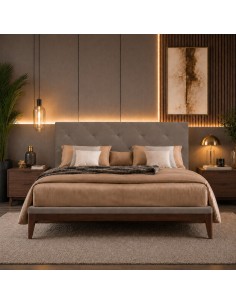 TESTIERA | Spalliera in Ecopelle | Colore Taupe | Cuciture Rombi | Dimensioni L.160 H.60