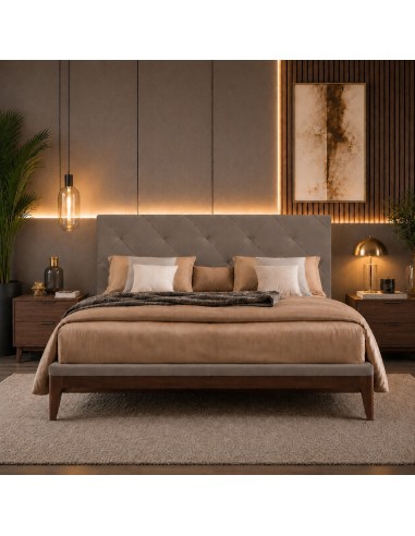 TESTIERA | Spalliera in Ecopelle | Colore Taupe | Cuciture Rombi | Dimensioni L.160 H.60