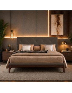 TESTIERA | Spalliera in Ecopelle | Colore Grigio Scuro | Cuciture Rombo | Dimensioni L.160 H.60