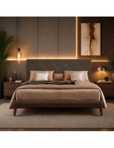 TESTIERA | Spalliera in Ecopelle | Colore Grigio Scuro | Cuciture Rombo | Dimensioni L.160 H.60
