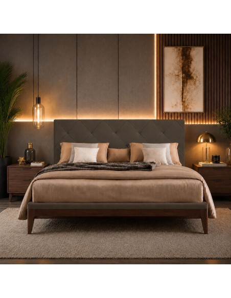 TESTIERA | Spalliera in Ecopelle | Colore Grigio Scuro | Cuciture Rombo | Dimensioni L.160 H.60