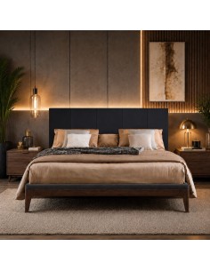 TESTIERA | Spalliera in Ecopelle | Colore Nero | Cuciture Righe | Dimensione 180X80