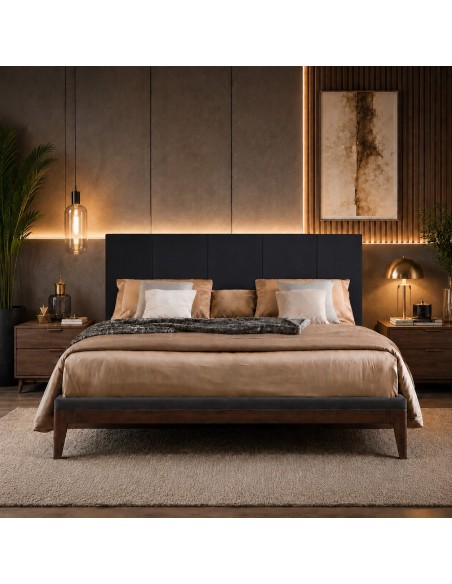 HEADBOARD | Faux leather Backrest | Color: Black | Striped Stitching | Dimension: 180X80