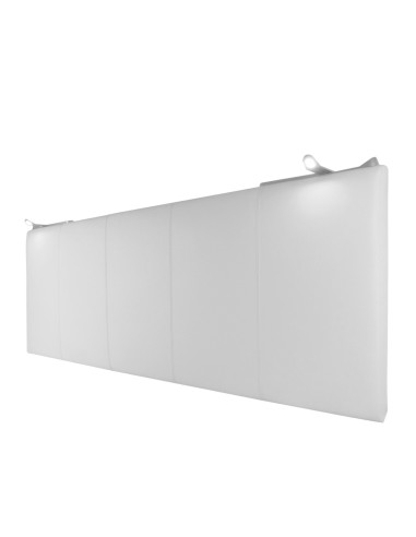 TESTIERA | Spalliera in Ecopelle con 2 Lampade a Led Touch | Colore Bianco | Cuciture Righe | Dimensioni L.180 H.80