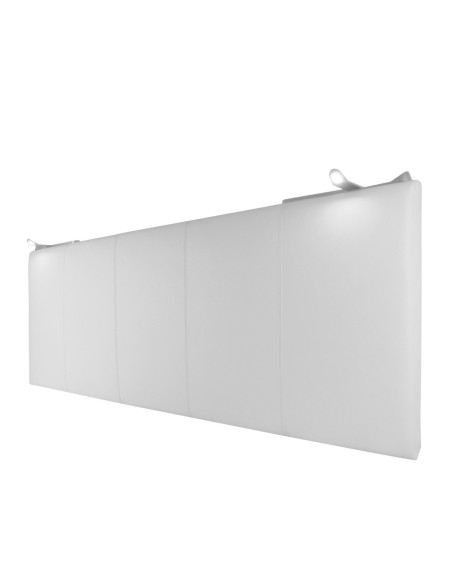 TESTIERA | Spalliera in Ecopelle con 2 Lampade a Led Touch | Colore Bianco | Cuciture Righe | Dimensioni L.180 H.80