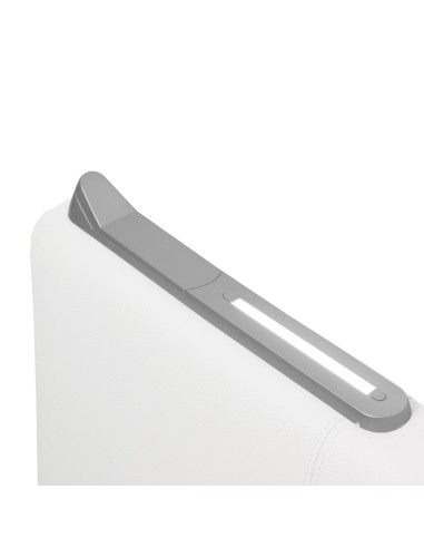 TESTIERA | Spalliera in Ecopelle con 2 Lampade a Led Touch | Colore Bianco | Cuciture Righe | Dimensioni L.180 H.80