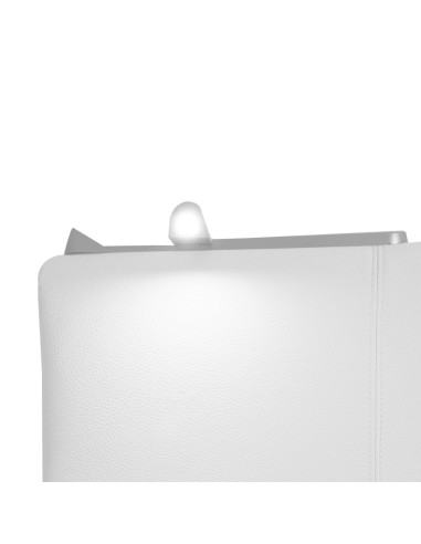 TESTIERA | Spalliera in Ecopelle con 2 Lampade a Led Touch | Colore Bianco | Cuciture Righe | Dimensioni L.180 H.80