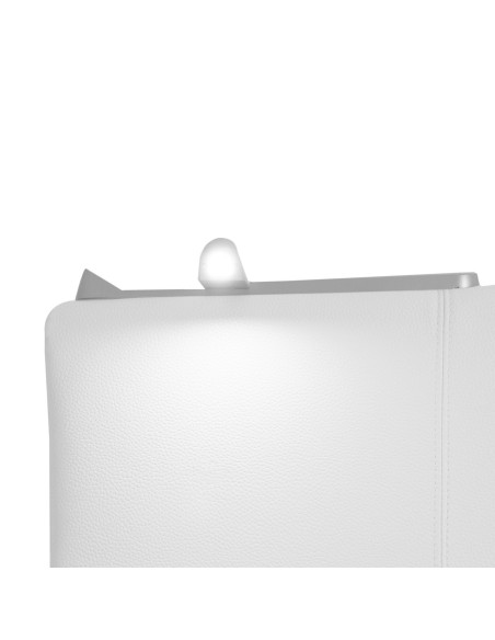 TESTIERA | Spalliera in Ecopelle con 2 Lampade a Led Touch | Colore Bianco | Cuciture Righe | Dimensioni L.180 H.80