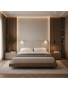 TESTIERA | Spalliera in Ecopelle con 2 Lampade a Led Touch | Colore Caramello | Cuciture Righe | Dimensioni L.180 H.80