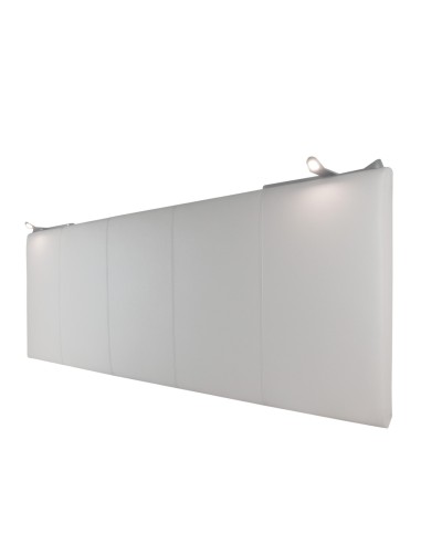 TESTIERA | Spalliera in Ecopelle con 2 Lampade a Led Touch | Colore Grigio | Cuciture Righe | Dimensioni L.180 H.80 |