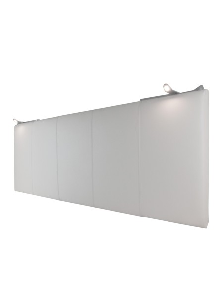 TESTIERA | Spalliera in Ecopelle con 2 Lampade a Led Touch | Colore Grigio | Cuciture Righe | Dimensioni L.180 H.80 |