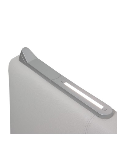 TESTIERA | Spalliera in Ecopelle con 2 Lampade a Led Touch | Colore Grigio | Cuciture Righe | Dimensioni L.180 H.80 |