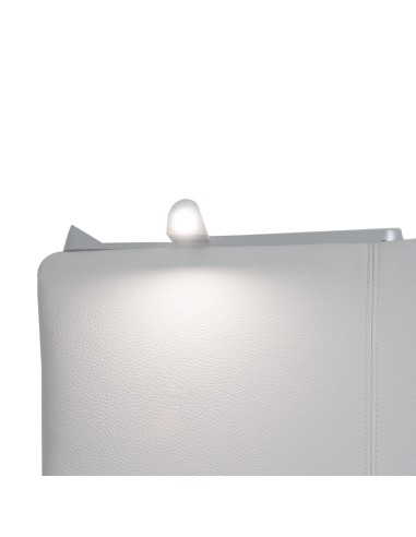 TESTIERA | Spalliera in Ecopelle con 2 Lampade a Led Touch | Colore Grigio | Cuciture Righe | Dimensioni L.180 H.80 |