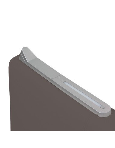 TESTIERA | Spalliera in Ecopelle con 2 Lampade a Led Touch | Colore Grigio Scuro | Cuciture Righe | Dimensioni L.180 H.80