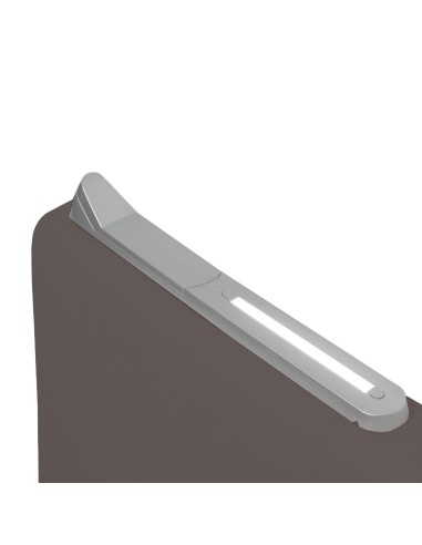 TESTIERA | Spalliera in Ecopelle con 2 Lampade a Led Touch | Colore Grigio Scuro | Cuciture Righe | Dimensioni L.180 H.80