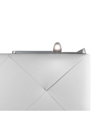TESTIERA | Spalliera in Ecopelle con 2 Lampade a Led Touch | Colore Grigio | Cuciture Rombi | Dimensioni L.180 H.80