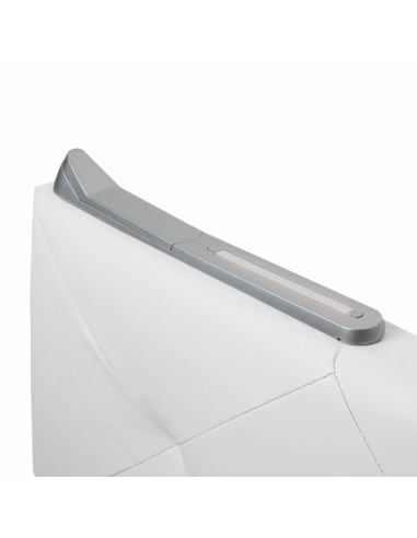 TESTIERA | Spalliera in Ecopelle con 2 Lampade a Led Touch | Colore Bianco | Cuciture Rombi | Dimensioni L.160 H.60