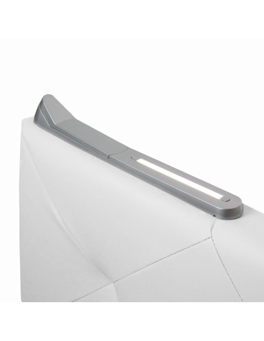 TESTIERA | Spalliera in Ecopelle con 2 Lampade a Led Touch | Colore Bianco | Cuciture Rombi | Dimensioni L.160 H.60