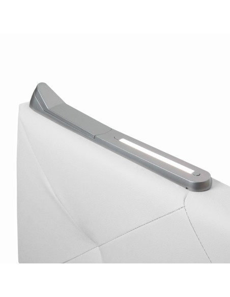 TESTIERA | Spalliera in Ecopelle con 2 Lampade a Led Touch | Colore Bianco | Cuciture Rombi | Dimensioni L.160 H.60