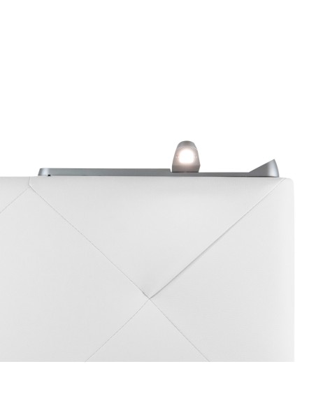 TESTIERA | Spalliera in Ecopelle con 2 Lampade a Led Touch | Colore Bianco | Cuciture Rombi | Dimensioni L.160 H.60