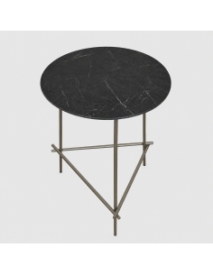 AKELA Side Table | Metallic Grey | Base Dimensions: 37 cm | Height 49 cm