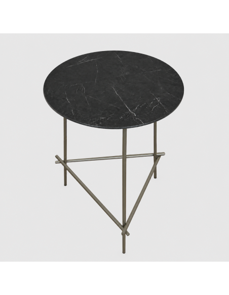 Tavolino AKELA | Colore: Metallic Grey | Dimensione Base: 37 cm | Altezza 49 cm