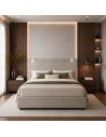 TESTIERA | Spalliera in Ecopelle con 2 Lampade a Led Touch | Colore Grigio | Cuciture Rombi | Dimensioni L.160 H.60