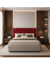 TESTIERA | Spalliera in Ecopelle con 2 Lampade a Led Touch | Colore Rosso | Cuciture Rombi | Dimensioni L.160 H.60