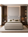 TESTIERA | Spalliera in Ecopelle con 2 Lampade a Led Touch | Colore Surf Ice | Cuciture Rombi | Dimensioni L.160 H.60