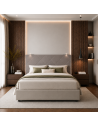 TESTIERA | Spalliera in Ecopelle con 2 Lampade a Led Touch | Colore Taupe | Cuciture Rombi | Dimensioni L.180 H.80