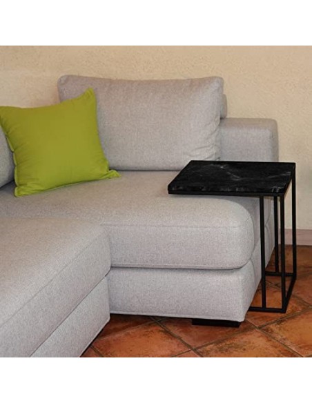 WHISKY Side Table | Black Marble | Sofa Side Table | Base Dimensions: 40x48 cm | Height: 55 cm