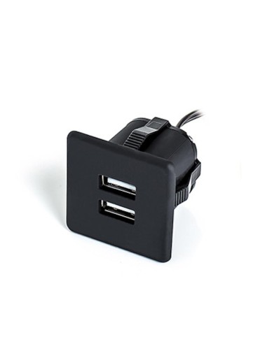 USB/S CHARGER SQUARE | Recessed dual USB socket | Color: Black | USB Charger | Voltage: 12V