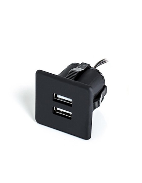 USB/S CHARGER SQUARE | Recessed dual USB socket | Color: Black | USB Charger | Voltage: 12V