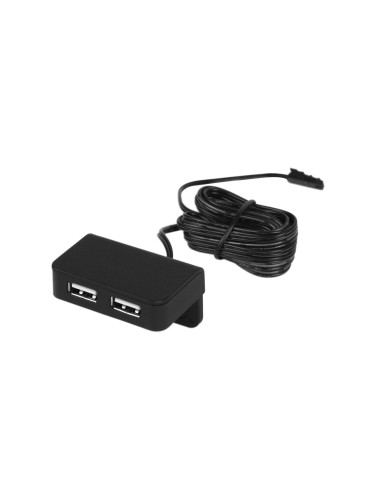 USB/T CHARGER BLACK | Surface-mounted dual USB socket | Color: Black | USB Charger | Voltage 12V