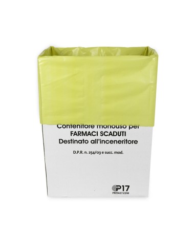 PORTARIFIUTI FARMACI SCADUTI | Set da 10 pz x 60 L | Contenitore monouso per farmaci scaduti |