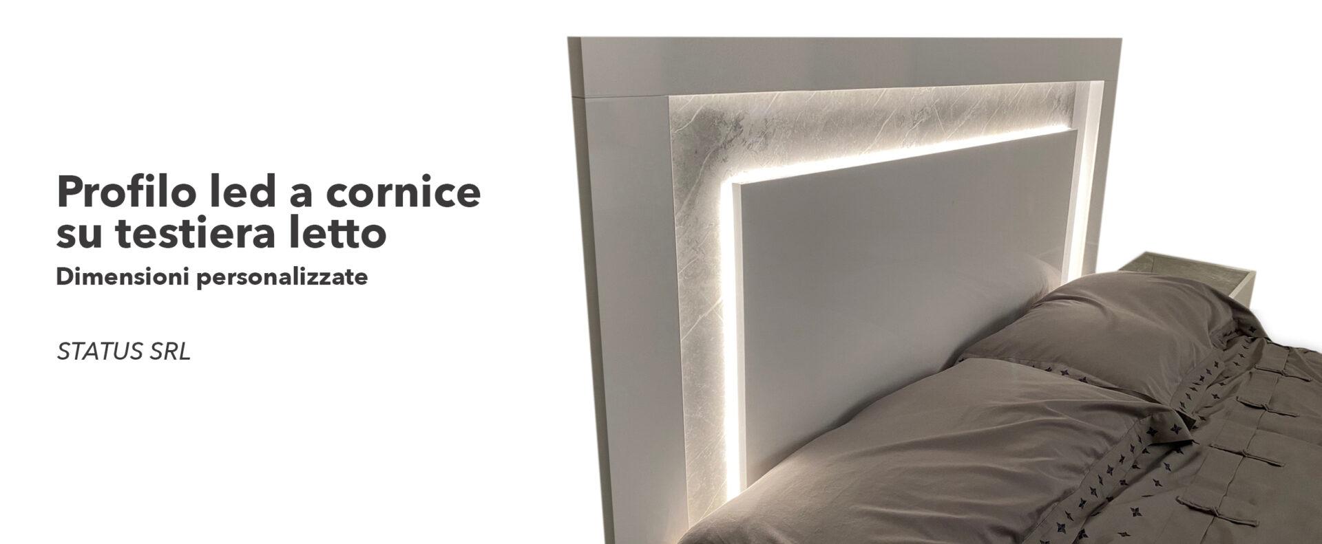 profili led su cornici letto
