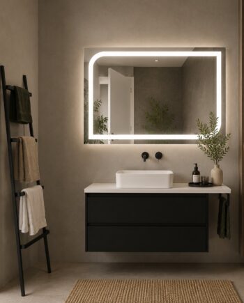 SP6 | Specchio a LED Rettangolare | Specchio Bagno con profili luce | Specchio da parete con illuminazione LED | Dimensioni 1...