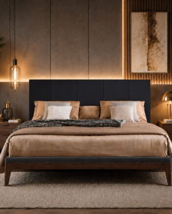 Testiera in Ecopelle | Nero | Righe | 180X80 |