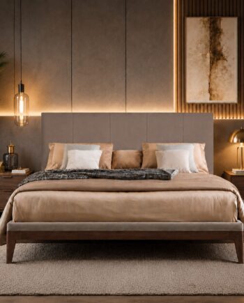 Testiera in Ecopelle | Taupe | Righe | 160X60 |