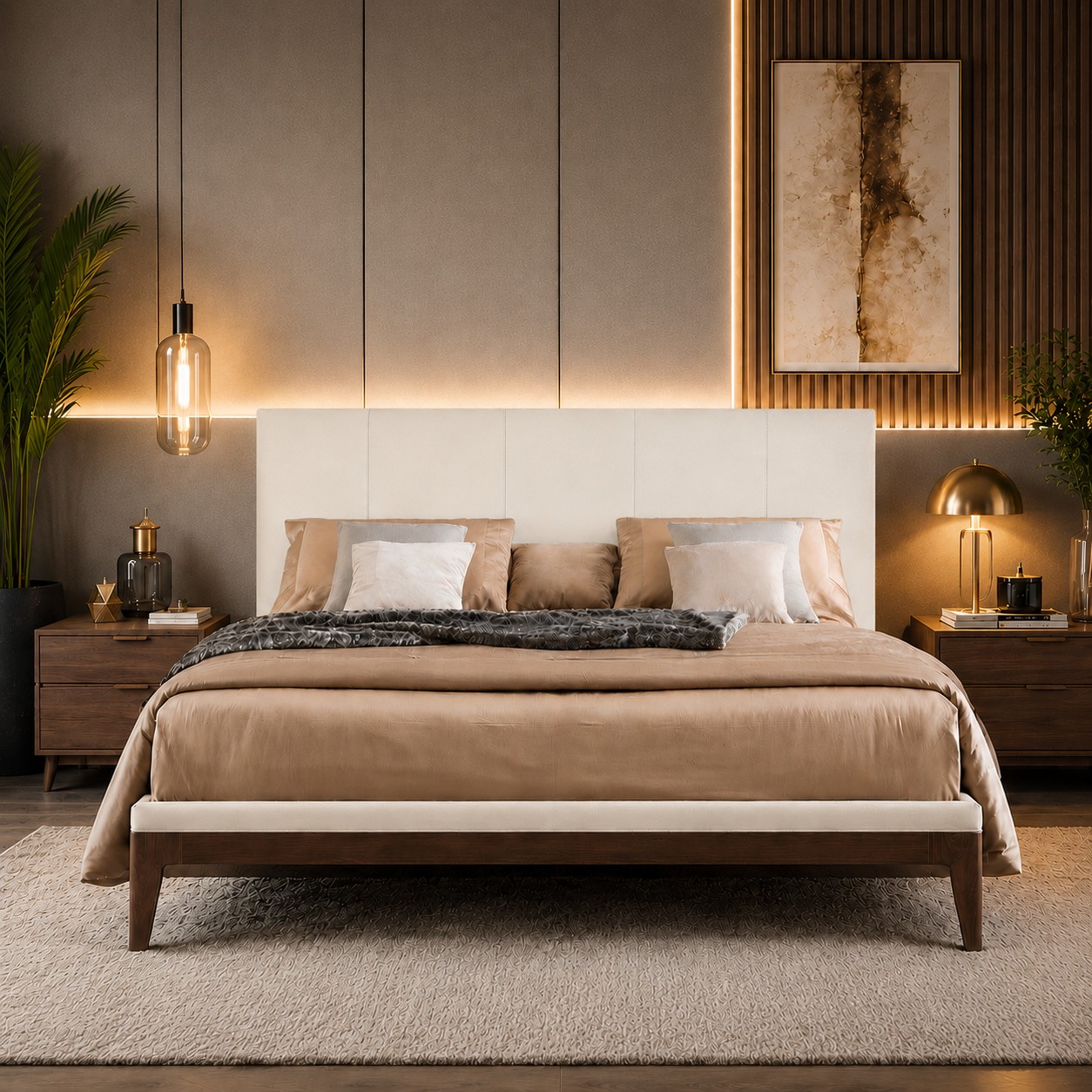 Testiera in Ecopelle | Bianco | Righe | 180X80 |