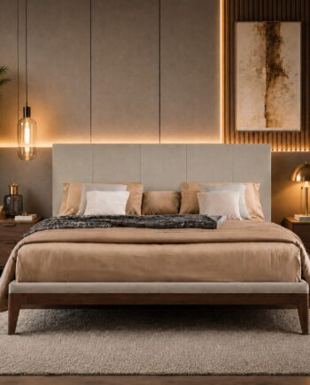 Testiera in Ecopelle | Grigio | Righe | 180X80 |