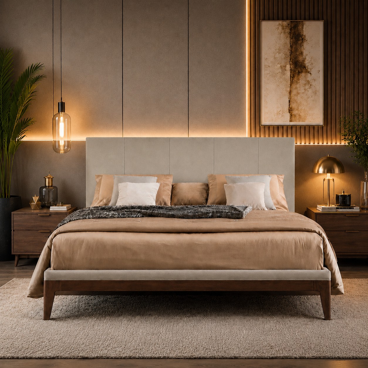 Testiera in Ecopelle | Grigio | Righe | 180X80 |