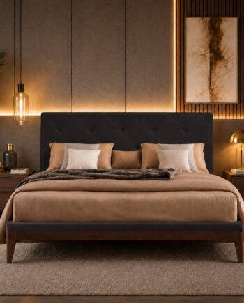 Testiera in Ecopelle | Nero | Rombo | 160X60 |