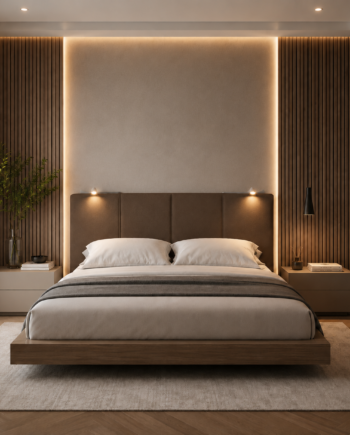TESTIERA | Spalliera in Ecopelle con 2 Lampade a Led Touch | Colore Elephant | Cuciture Righe | Dimensioni L.160 H.60 |