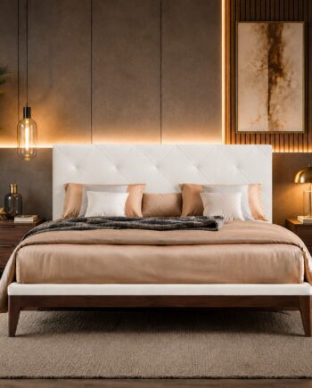 Testiera in Ecopelle | Bianco | Rombo | 160X60 |