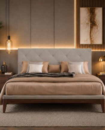 Testiera in Ecopelle | Grigio | Rombo | 160X60 |